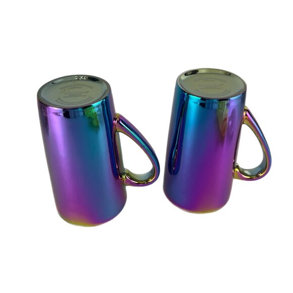 Set of 2 Starbucks 16oz Iridescent Oil Slick Ceramic Mugs LIGHT DAMAGE/SEE PHOTO - Picture 6 of 11